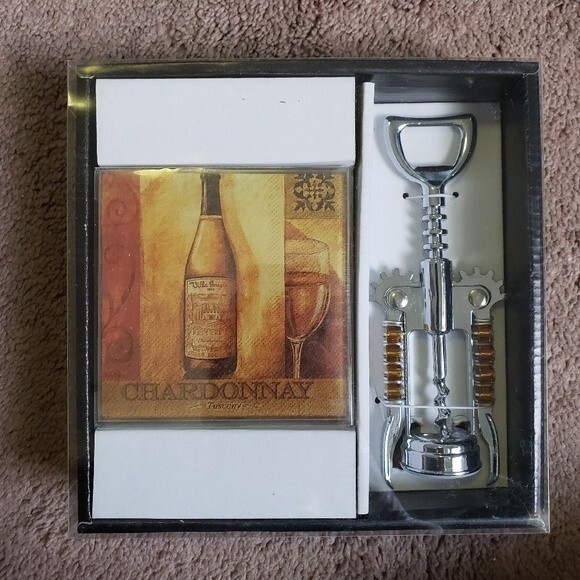 New Wine Opener + Coaster Set - Picture 1 of 1